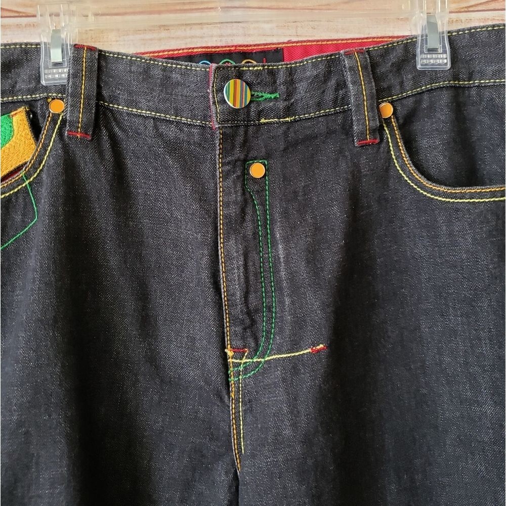 Men's COOGI 100% Cotton Denim Long Shorts Zipper Fly Back Patch Pockets Waist 38 - Picture 3 of 13